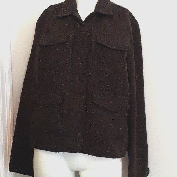 coldwater creek jacket brown wool blend m tweed blazer classic old money minimal - Picture 9 of 9